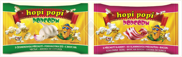 Popcorn Hopi-Popi o smaku czosnku oraz boczku